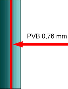 vetro stratificato anticaduta 44.2 con PVB 0,76